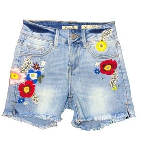Vintage, Indigo Rein,  Jean Shorts , Size 3, Floral Embellishments/ Rhin…